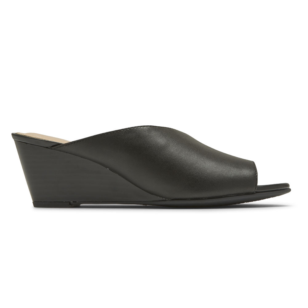 Rockport Singapore Womens Slides - Total Motion Taylor Asymmetrical Black - NK5487206